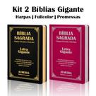 Kit 2 Biblias Sagrada Letra Gigante Luxo Popular - Preta e Pink - Com Harpa - RC