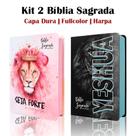 Kit 2 Biblias Sagrada Letra Gigante Luxo Popular - Yeshua e Seja Forte e Corajosa - Com Harpa - RC