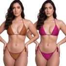 KIT 2 Biquíni Sem Bojo Cortininha Fio com Amarração Vekyo Básico Confortavel Moda Praia Verão KIT 2 Biquíni Sem Bojo Cortininha Fio com Amarração Vekyo Básico Confortavel Moda Praia Verão