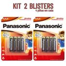 Kit 2 Blisters Pilha AAA Alcalina Panasonic Power Alkaline 8 Pilhas 1,5V