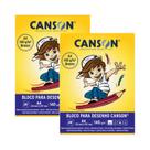 Kit 2 Bloco Canson A4 Desenho 140g 20 Fls Branco 210x297mm