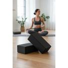 Kit 2 Blocos Yoga Pilates EVA Preto 23x13x7cm Estabilidade