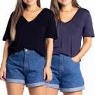 Kit 2 blusa camiseta básica feminina manga curta Kit 2 blusa camiseta básica feminina manga curta