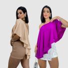 Kit 2 Blusa Cropped Mula Manga Longa Soltinha Verão Social Kit 2 Blusa Cropped Mula Manga Longa Soltinha Verão Social