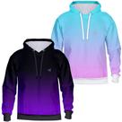 Kit 2 Blusa de Frio Moletom Estampada Degrade Com Capuz Bolsos Laterais de Poliéster