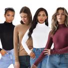 Kit 2 Blusa Feminina Cacharrel Justa Manga Longa Gola Alta Basica Frio