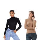 Kit 2 Blusa Feminina Cacharrel Justa Manga Longa Gola Alta Basica Frio