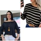 Kit 2 Blusa Plus Size Manga Longa Ampla Feminina Ref. 15554