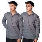 Kit 2 Blusa Polo Meio Zíper Masculino Manga Longa 100 Poliéster Outono Inverno Diversas Cores