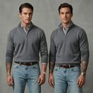 Kit 2 Blusa Polo Meio Zíper Masculino Manga Longa 100 Poliéster Outono Inverno Diversas Cores