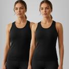 Kit 2 Blusa Regata Feminina Basica Branco Algodão Ribana Canelada Verão