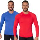 KIT 2 Blusa Térmica Proteção UV Poliester WLS Modas Manga Longa Treino Moda Fitness Masculina
