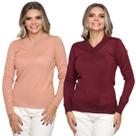 Kit 2 Blusa Tricot Gola V Inverno Moda Casual
