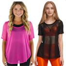 Kit 2 Blusa Tule Feminina Academia Blusinha Verão Moda Fitness Transparente