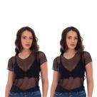 Kit 2 Blusa Tule Feminina Fristyle Transparente Manga Curta