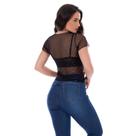 Kit 2 Blusa Tule Transparente Fristyle Manga Curta Poa Preto Lisa Adulto