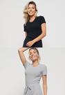 Kit 2 Blusas Básicas Comfy Malha Canelada Preta e Mescla Salvatore Kit 2 Blusas Básicas Comfy Malha Canelada Preta e Mescla Salvatore