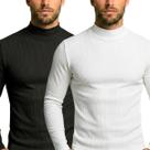 Kit 2 Blusas Cacharrel Masculina Canelada Manga Longa Gola Alta para Frio