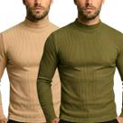 Kit 2 Blusas Cacharrel Masculina Canelada Manga Longa Gola Alta para Frio