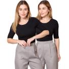 Kit 2 Blusas Feminina Manga 3/4 com Abertura nas Costas