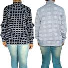 Kit 2 Blusas Femininas Cacharrel Manga Longa Punho Soltinhas Peças Sortidas Jacquard Pp ao Plus Size