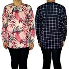 Kit 2 Blusas Femininas G. Careca Manga Longa Soltinhas Estampas Sortidas Malha Crepe Pp ao Plus Size