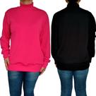 Kit 2 Blusas Femininas Gola Alta Manga Longa Soltinhas Punho Cores Sortidas Anarruga Pp ao Plus Size