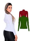 Kit 2 Blusas Femininas Manga Longa Gola Alta Colorido