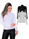 Kit 2 Blusas Femininas Manga Longa Gola Alta Viscolycra
