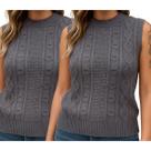 Kit 2 Blusas FMF Tricô Chumbo Sem Manga Básica Casual Kit 2 Blusas FMF Tricô Chumbo Sem Manga Básica Casual
