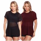 Kit 2 Blusas Manga Curta Tule Transparente Treino Academia Fitness