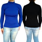 Kit 2 Blusinhas Femininas Gola Alta Manga Longa Justas Lisas Cores Sortidas Canelado Pp ao Plus Size