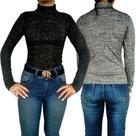 Kit 2 Blusinhas Femininas Gola Cacharrel Manga Longa Justas Peças Sortidas Jacquard Pp ao Plus Size