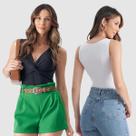 Kit 2 Body Blusa Regata Suplex Decote V Trançado Verão Top