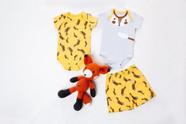 Kit 2 Body e Bermuda Bebê Menino Ribana Have Fun Amarelo