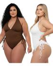 Kit 2 Body Plus Size Maiô Feminino Suplex Sem Bojo Praia