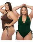 Kit 2 Body Plus Size Maiô Feminino Suplex Sem Bojo Praia Kit 2 Body Plus Size Maiô Feminino Suplex Sem Bojo Praia