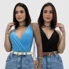 Kit 2 Body Suplex Regata Transpassado Decotado Sensual Top