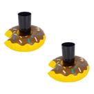 Kit 2 Boias Porta Copo Donuts Marrom Flutuador Piscina Festa