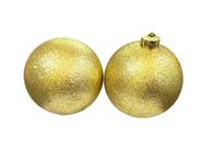 Kit 2 Bolas De Natal Dourada Brilhosa com Glitter 12cm Festa Kit 2 Bolas De Natal Dourada Brilhosa com Glitter 12cm Festa