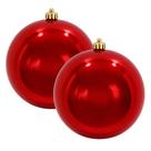 Kit 2 Bolas de Natal Gigante Vermelha 20cm Tradicional Brilho Espelhado com Cordão para Pendurar Kit 2 Bolas de Natal Gigante Vermelha 20cm Tradicional Brilho Espelhado com Cordão para Pendurar