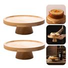 Kit 2 Boleira de Bambu Prato Porta Bolo Doces Petisqueira com Pé Suporte 20x7cm Lyor