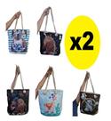 Kit 2 Bolsas Feminina Lona c/ Alça de Cordas Estampa Sortida Kit 2 Bolsas Feminina Lona c/ Alça de Cordas Estampa Sortida