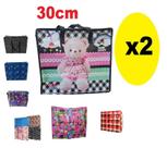 Kit 2 Bolsas sacolão de viagem c/ ziper estampa sortida 30cm Kit 2 Bolsas sacolão de viagem c/ ziper estampa sortida 30cm