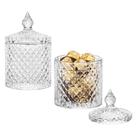 Kit 2 Bomboniere Potiche Baleiro Pote Vidro Porta Joias Decorativo Doces Decoração Redondo 8x8,5cm
