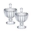 Kit 2 Bomboniere Potiche Baleiro Pote Vidro Porta Joias Decorativo Doces Decoração Redondo