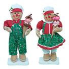 Kit 2 Bonecos De Natal Casal Biscoito Natalino 50cm