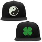 Kit 2 Bonés Bordados - Yin Yang Trevo 4 Folhas Sorte