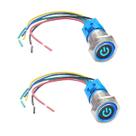 Kit 2 Botão on/off Led Azul 12v 24v Inox 22mm Trava+Chicote