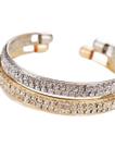Kit 2 Braceletes Feminino Joia Pulseira Aberta 2 Camadas de Strass Cor:Dourado e Prateado